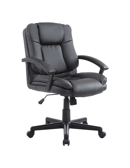 HOMCOM Office Chair, Computer Desk Chair, PU Leather Mid Back Executive Chair with Adjustable Height and Swivel Rolling Wheels f