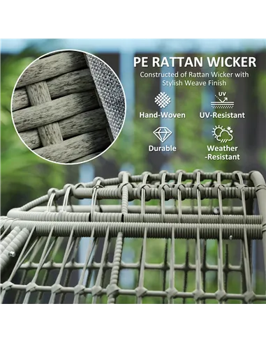 Outsunny Rattan Egg Chair with Cushions and Pillows, Charcoal Grey