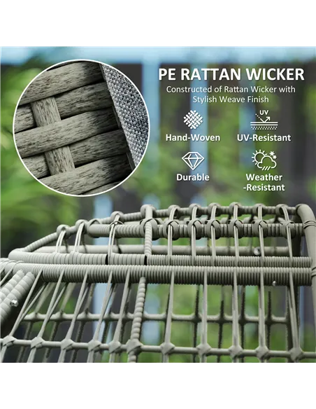 Outsunny Rattan Egg Chair with Cushions and Pillows, Charcoal Grey