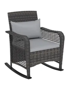 Outsunny Rattan Rocking Chair - Light Grey