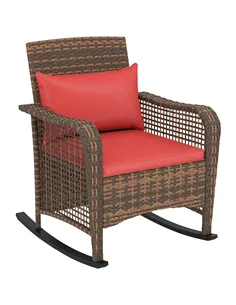 Outsunny Rattan Rocking Chair - Red