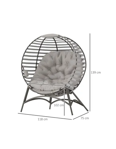 Outsunny Egg Chair with Cushion & Side Pocket - Light Grey