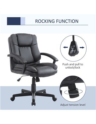 HOMCOM Office Chair, Computer Desk Chair, PU Leather Mid Back Executive Chair with Adjustable Height and Swivel Rolling Wheels f