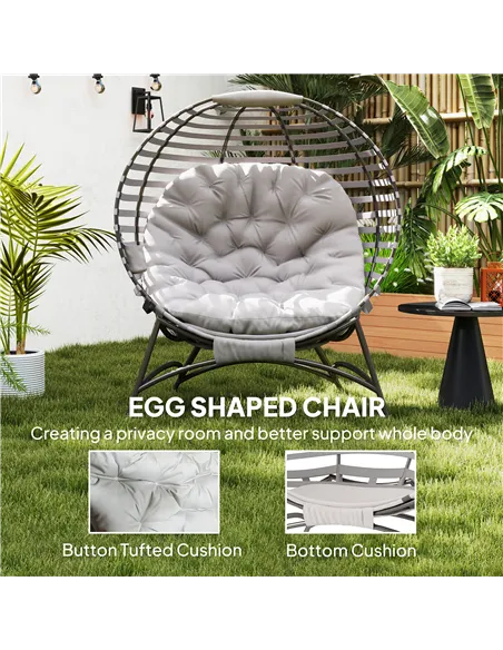 Outsunny Egg Chair with Cushion & Side Pocket - Light Grey