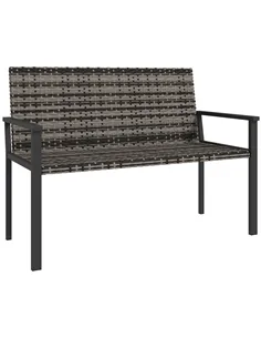 Outsunny Two-Seater Rattan Bench - Mixed Grey