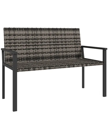 Outsunny Two-Seater Rattan Bench - Mixed Grey