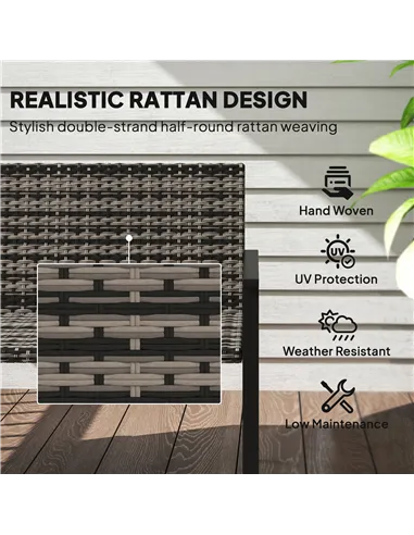 Outsunny Two-Seater Rattan Bench - Mixed Grey