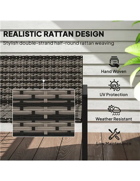 Outsunny Two-Seater Rattan Bench - Mixed Grey