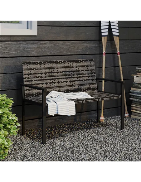 Outsunny Two-Seater Rattan Bench - Mixed Grey