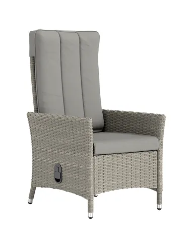 Outsunny 105°-150° Reclining Rattan Chair - Grey