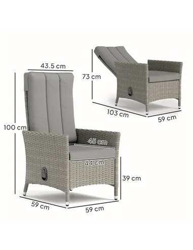 Outsunny 105°-150° Reclining Rattan Chair - Grey