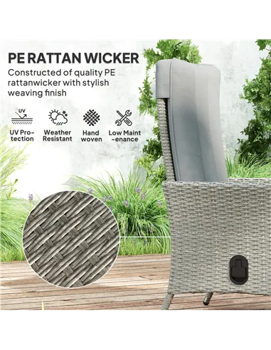 Outsunny 105°-150° Reclining Rattan Chair - Grey