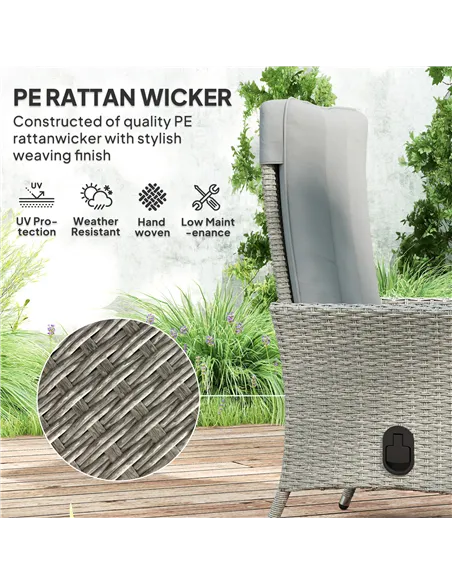 Outsunny 105°-150° Reclining Rattan Chair - Grey