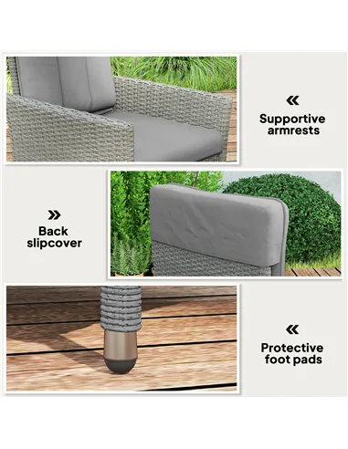 Outsunny 105°-150° Reclining Rattan Chair - Grey