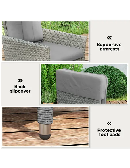 Outsunny 105°-150° Reclining Rattan Chair - Grey