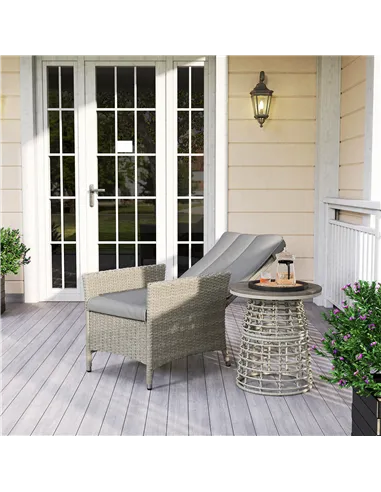 Outsunny 105°-150° Reclining Rattan Chair - Grey