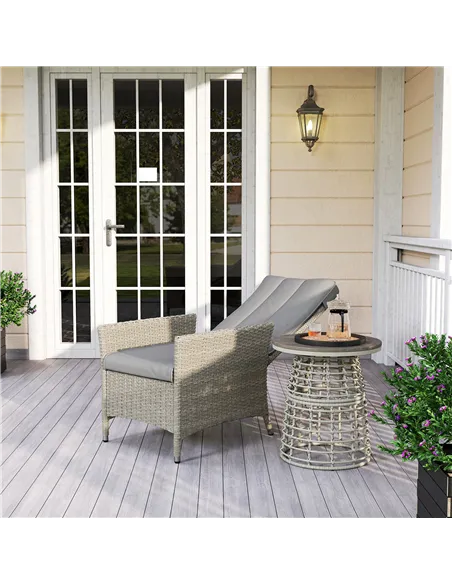 Outsunny 105°-150° Reclining Rattan Chair - Grey