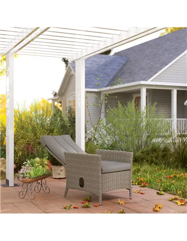 Outsunny 105°-150° Reclining Rattan Chair - Grey