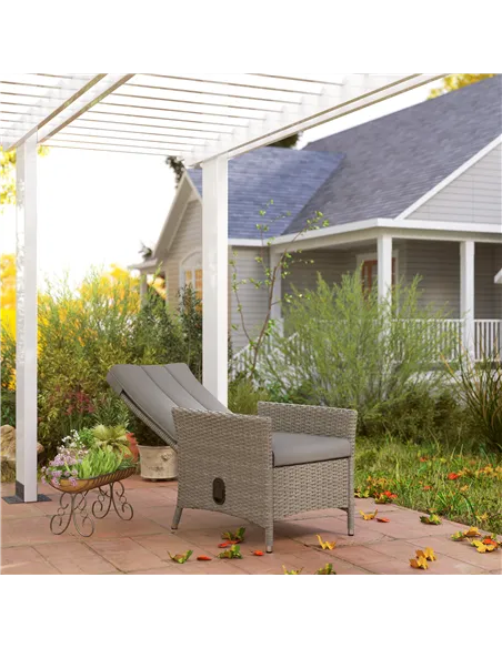 Outsunny 105°-150° Reclining Rattan Chair - Grey