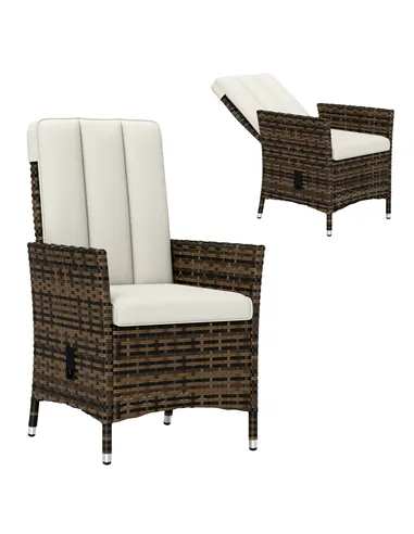 Outsunny 105°-150° Reclining Rattan Chair - Cream
