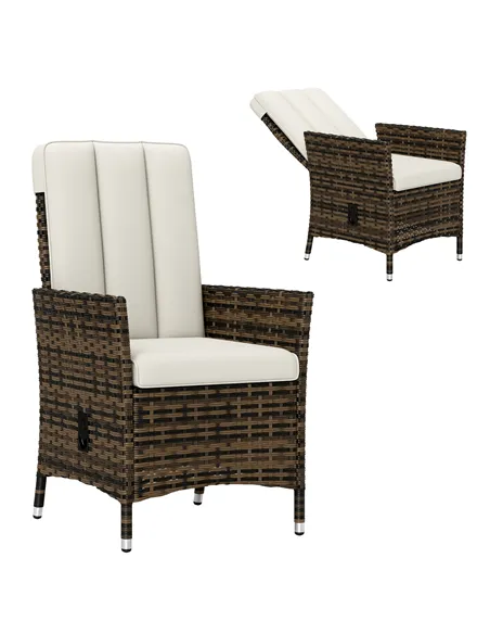 Outsunny 105°-150° Reclining Rattan Chair - Cream