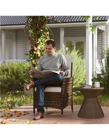 Outsunny 105°-150° Reclining Rattan Chair - Cream