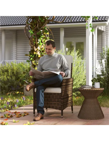 Outsunny 105°-150° Reclining Rattan Chair - Cream