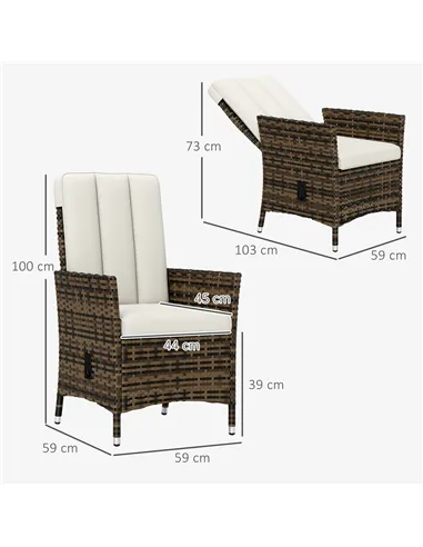 Outsunny 105°-150° Reclining Rattan Chair - Cream