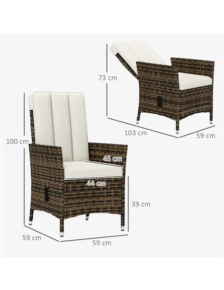 Outsunny 105°-150° Reclining Rattan Chair - Cream
