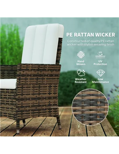 Outsunny 105°-150° Reclining Rattan Chair - Cream