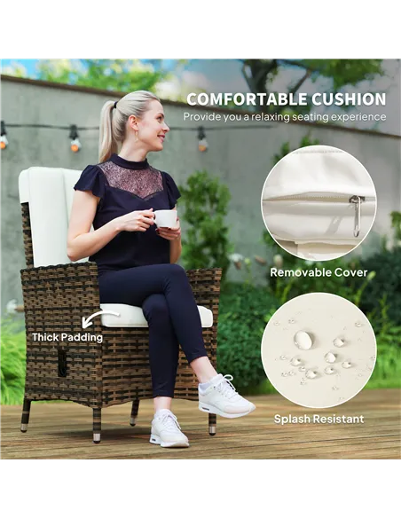 Outsunny 105°-150° Reclining Rattan Chair - Cream