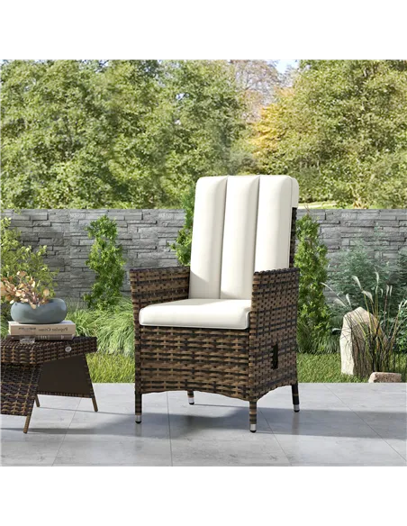 Outsunny 105°-150° Reclining Rattan Chair - Cream