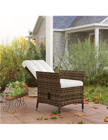 Outsunny 105°-150° Reclining Rattan Chair - Cream
