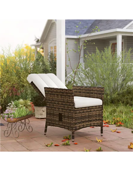 Outsunny 105°-150° Reclining Rattan Chair - Cream