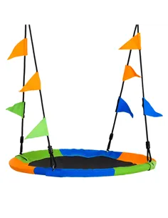 Outsunny Kid Nest Swing Seat Saucer Tree Swing 40 Inch/100cm Adjustable Rope Outdoor Indoor for Kids Over 3 Years Old Multi-Colo