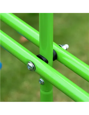 Outsunny Metal Garden Swing Set Height Adjustable Children Outdoor Backyard Play Set for Toddlers Over 3 Years Old, Green