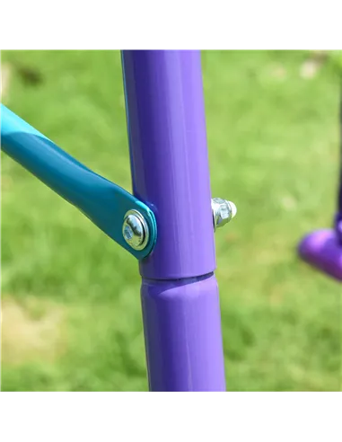 Outsunny Metal Swing Set, with Seesaw, Adjustable Height, for Ages 3+ Years, Purple