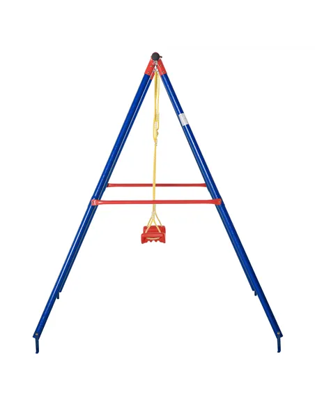 Outsunny Kids Swing Set Toddler Swing Adjustable Rope Heavy Duty A-Frame Stand Outdoor Playset for 3-8 Years Old Blue