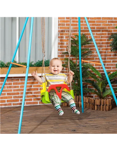 Outsunny 3 in 1 Detachable Kids Swing Seat with Safety Belt, Adjustable Rope for Indoor, Outdoor, Playground, Garden, Green