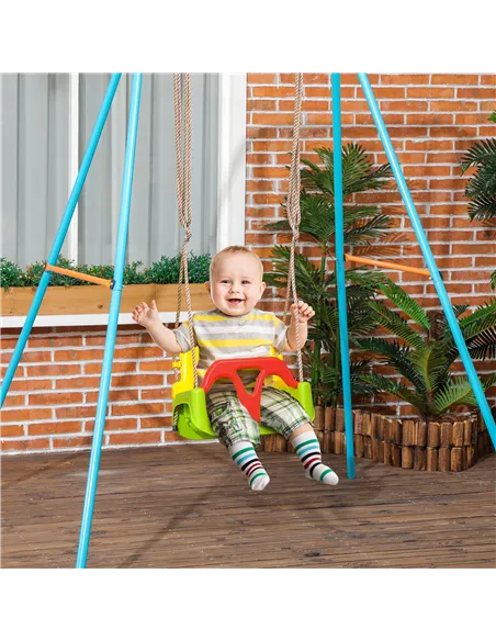 Outsunny 3 in 1 Detachable Kids Swing Seat with Safety Belt, Adjustable Rope for Indoor, Outdoor, Playground, Garden, Green
