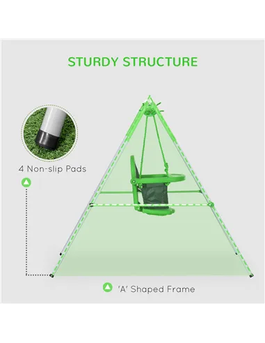 Outsunny Kids Swing, Steel Nursery Swing, with Seatbelt, High Support Back, Front Guard, for Ages 6-36 Months - Green