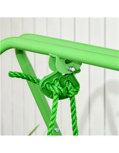 Outsunny Kids Swing, Steel Nursery Swing, with Seatbelt, High Support Back, Front Guard, for Ages 6-36 Months - Green