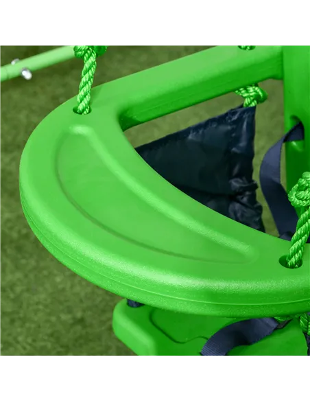 Outsunny Kids Swing, Steel Nursery Swing, with Seatbelt, High Support Back, Front Guard, for Ages 6-36 Months - Green