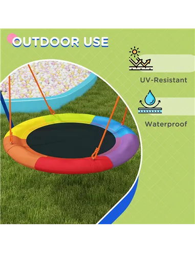 Outsunny Metal Kids Swing Set Nest Swing Seat with A-Frame Structure for Outdoor Use - Multicoloured