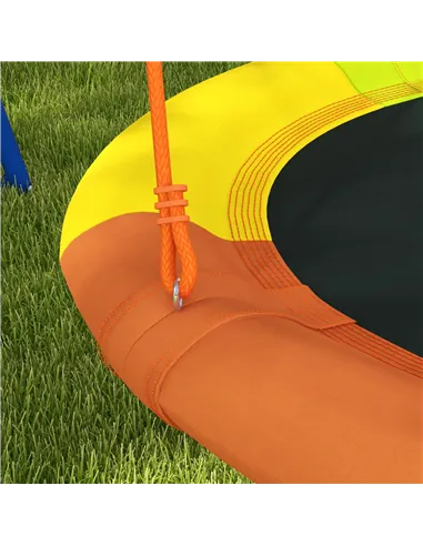 Outsunny Metal Kids Swing Set Nest Swing Seat with A-Frame Structure for Outdoor Use - Multicoloured