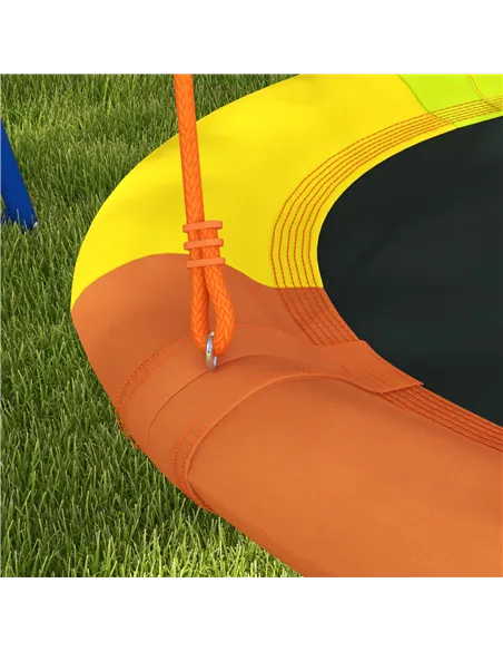 Outsunny Metal Kids Swing Set Nest Swing Seat with A-Frame Structure for Outdoor Use - Multicoloured