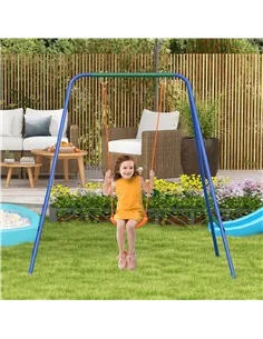Outsunny Two-In-One Toddler Garden Swing, with Comfortable Seat, Safety Belt - Orange and Blue 2