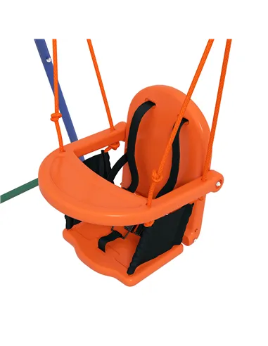 Outsunny Two-In-One Toddler Garden Swing, with Comfortable Seat, Safety Belt - Orange and Blue
