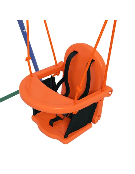 Outsunny Two-In-One Toddler Garden Swing, with Comfortable Seat, Safety Belt - Orange and Blue