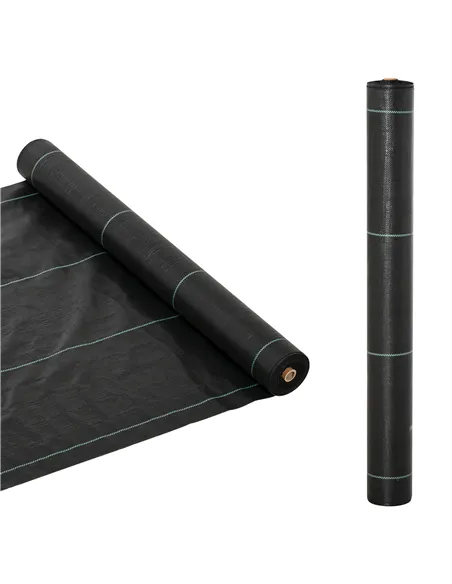 Outsunny 1m x 50m Weed Control Membrane, Heavy Duty Weed Control Barrier Fabric, 90gsm Ground Cover for Patios, Garden, Flower b